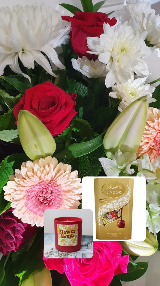 Mega Bouquet/Flowerbomb Candle/Boxed Chocs